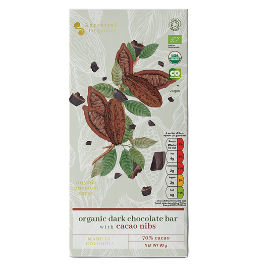 Organic Dark Chocolate Bar with Cacao Nibs